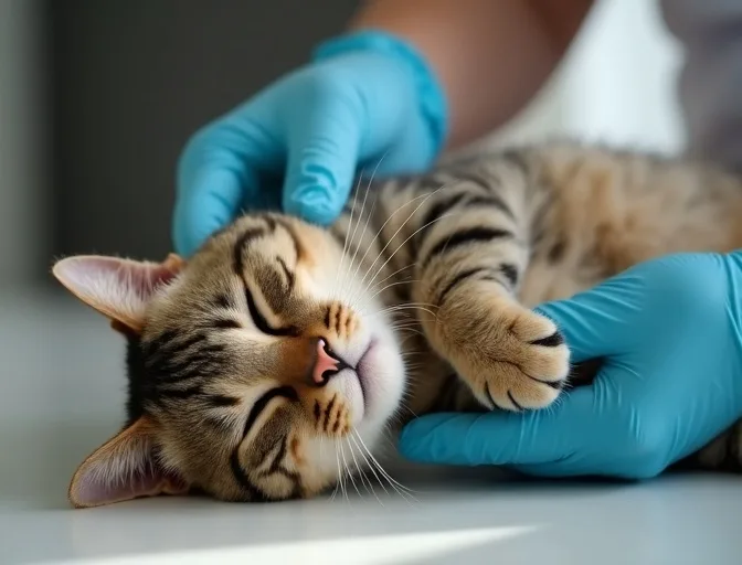 Specialist carefully handling a deceased cat with dignity in Merricks