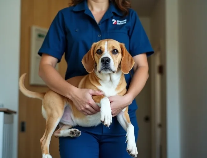 Technician respectfully transporting a deceased dog in Merricks